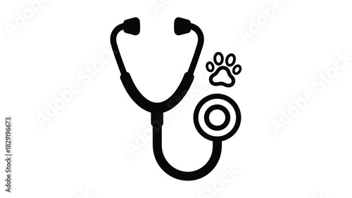 Veterinary stethoscope with paw print symbol for pet care and animal health services perfect for clinics rescue organizations and compassionate pet healthcare, Generative AI.