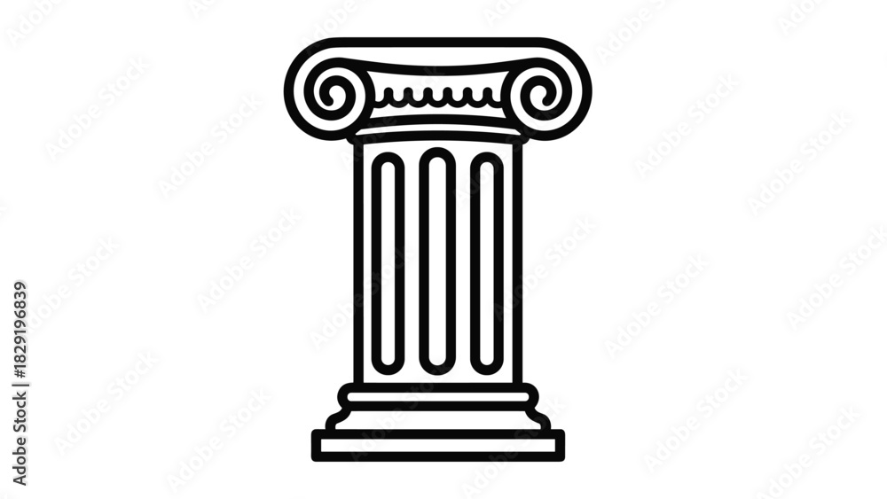 Naklejka premium Elegant minimalist line art of a classic Greek column timeless architectural icon for history culture and design projects strength and tradition, Generative AI.