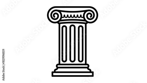 Elegant minimalist line art of a classic Greek column timeless architectural icon for history culture and design projects strength and tradition, Generative AI.