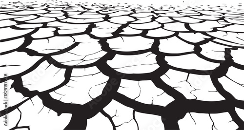 Cracked ground from earthquake or drought texture pattern vector illustration