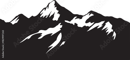 Mountain silhouette of rocky range nature landscape rocky hills mount peaks