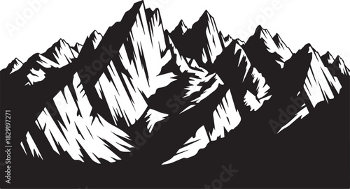 Sharp and rugged mountain ranges abstract landscape silhouette mountain peaks