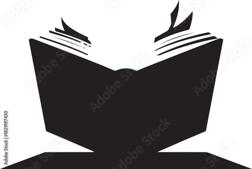 Open book silhouette education and knowledge concept on transparent background item