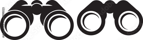 Binoculars in black color optical instrument vision on transparent backdrop vector