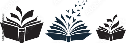 Book icon set knowledge learning education study reading library open literature