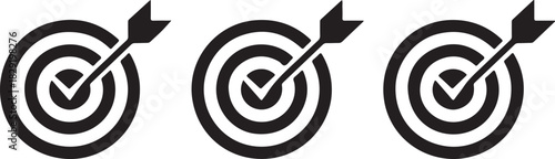 Target dartboard with arrow icon achieve target goal symbol isolated game accuracy