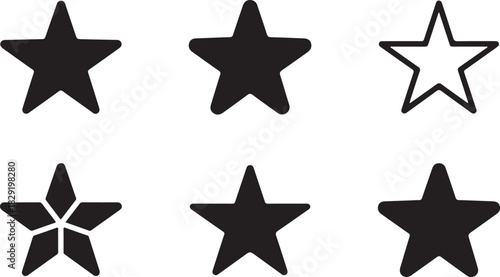 Stars vector set of star icons shapes collection ranking rating award design elements