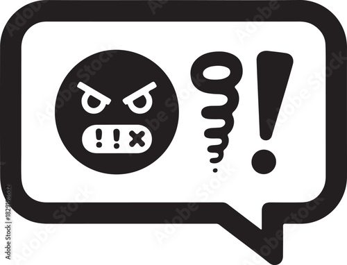 Illustration of angry face furious emotion expression for social media message