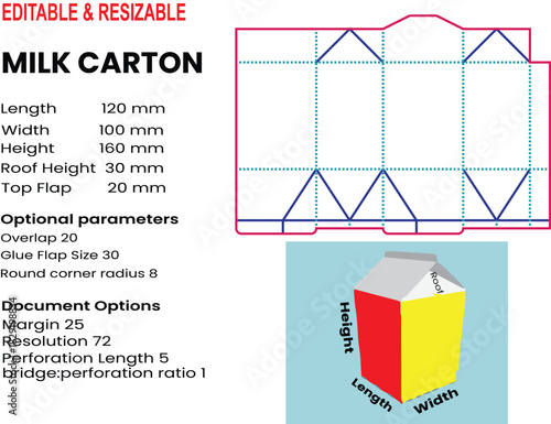 Milk Carton Template With Dimensions And Diagram packaging