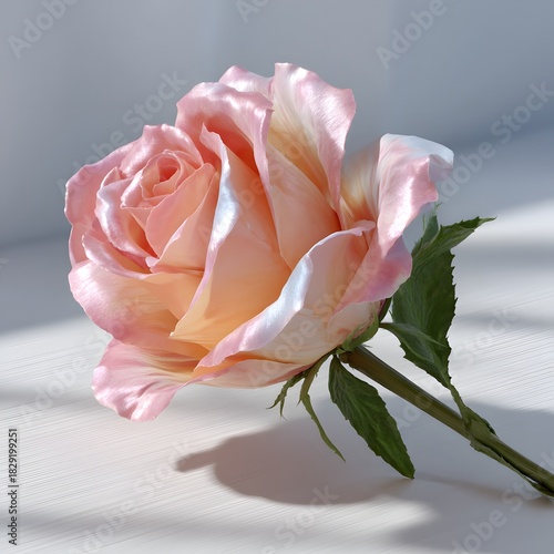 Soft Pink Rose Blossom in Natural Light on a Gentle Surface