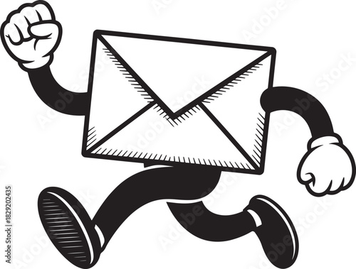 Running envelope icon for fast mail, express delivery, email, communication, and postal service design