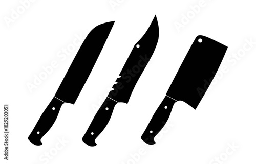 utensil knife silhouette, cooking tools, utensil icons, and food industry graphics. Simple black shape isolated on white background.