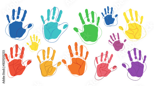 Colorful Hand Prints A Diverse Collection Representing Unity, Inclusion, and Hand Symbolism