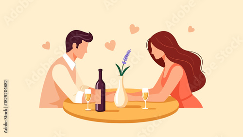 Romantic Dinner Date - A Couple Sharing Wine and Love.