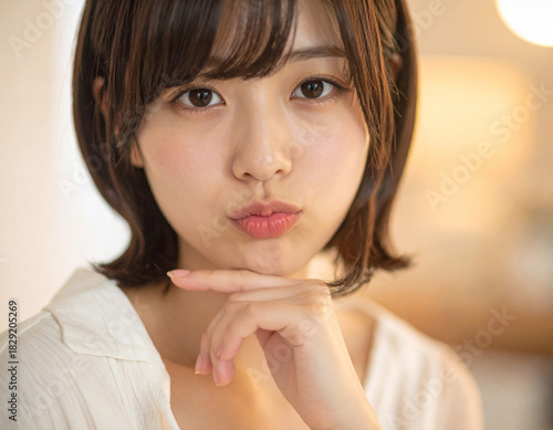 少し不満そうな若い女/
A slightly dissatisfied young woman