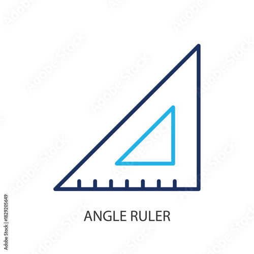 Angle ruler thin line icons. Original vector illustration.