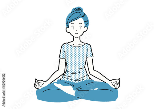 ヨガで瞑想する女性