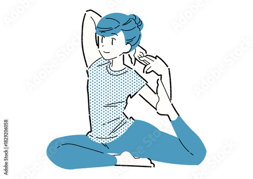 ヨガで後屈ポーズをとる女性