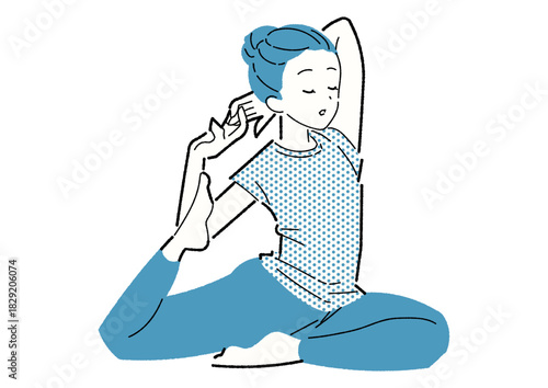 ヨガで後屈ポーズをとる女性 目を閉じる