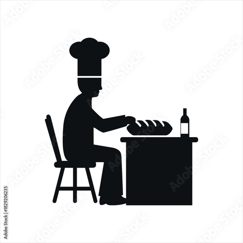 silhouette of a chef baking bread, graphic resource.