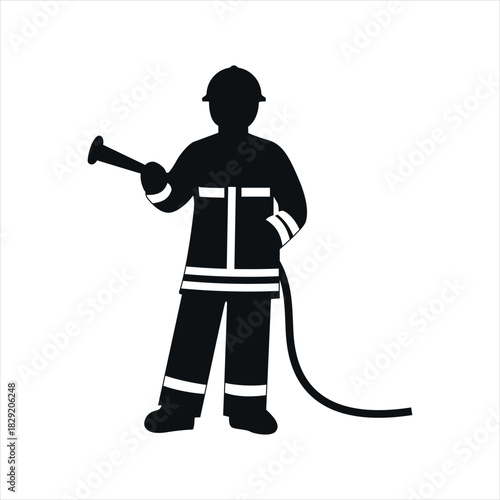 firefighter icon silhouette, graphic resource.
