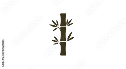 Wallpaper Mural Minimalist Bamboo Stalk Illustration with Leaves on White Background. Torontodigital.ca