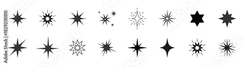 Stars collection. Star vector icons. Black set of Stars, isolated on transparent background. Stars in modern simple flat style.