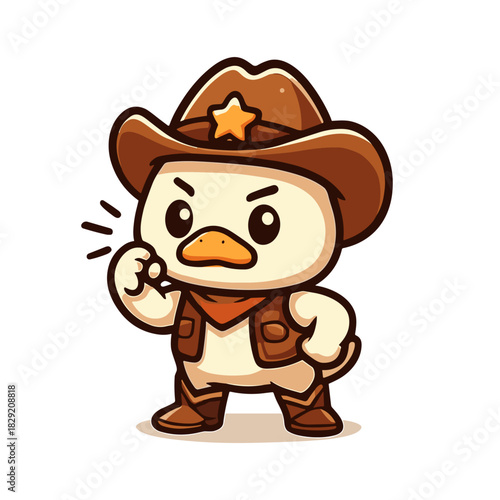 A cute cartoon chick dressed as a cowboy asserts self