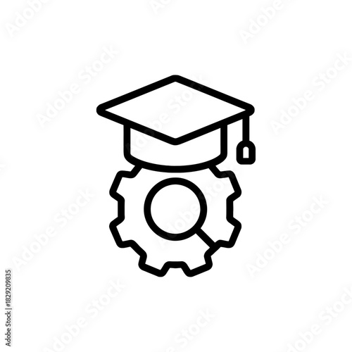 engineering education a graduation cap atop a gear symbolizing technical training and skilled workforce development perfect for promoting stem programs and vocational schools.