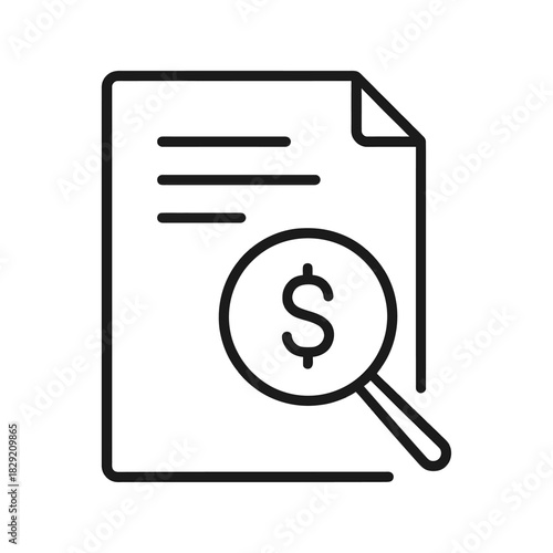 financial audit document review with magnifying glass examining financial data for accuracy and compliance conveying financial integrity essential for business.