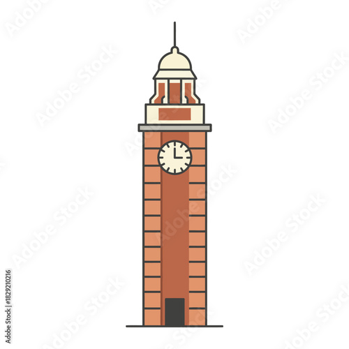 Iconic hong kong clock tower illustration a landmark in tsim sha tsui symbolizing history and cultural heritage perfect for travel blogs and design projects.