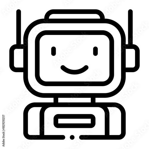 Icon of a Robot with Friendly Face