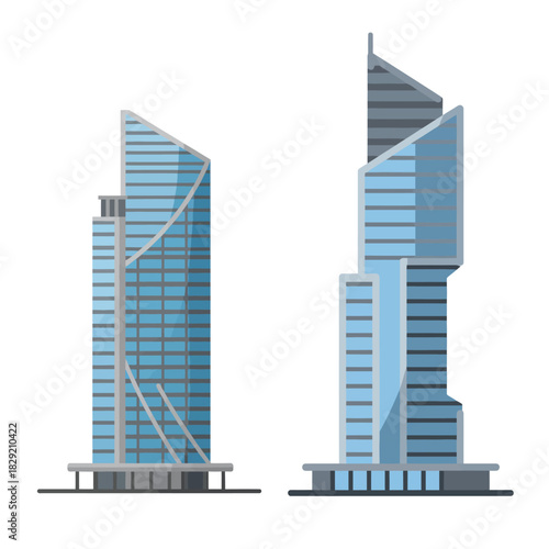 Modern skyscrapers illustrating urban architecture and city development with modern office buildings and business district perfect for real estate projects.