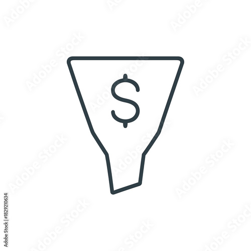 Sales funnel conversion rate leads filtering with dollar sign concept for marketing strategy online advertising successful business customer acquisition