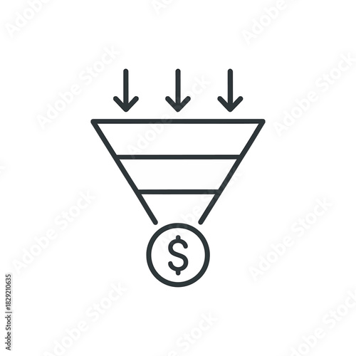 sales funnel conversion leading to dollar illustrating business growth strategy and successful marketing techniques for financial gains profit