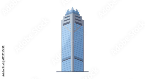 Skyscraper illustration a tall modern building featuring a glass facade reflecting sunlight perfect for showcasing urban development and architectural design cityscapes.