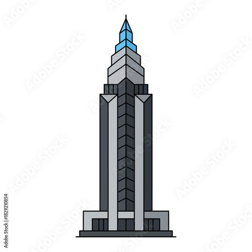 art deco skyscraper towering against a clear sky representing urban architecture and classic 1920s design ideal for cityscapes and architectural history