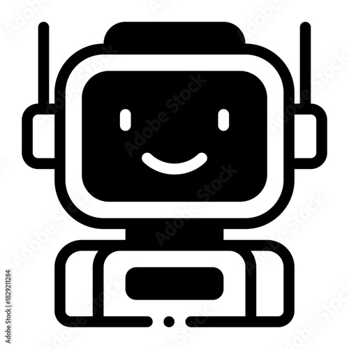 3D Illustration, character, icon Robot Smiley