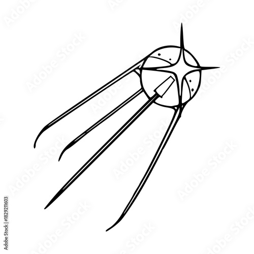 vintage sputnik satellite line art icon