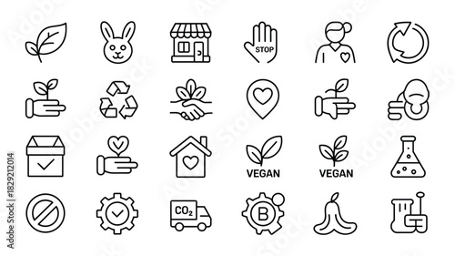 Eco friendly sustainable living icons set outline style environmental protection and nature 8810095834