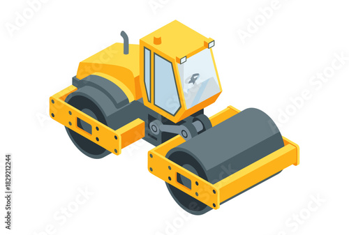 Isometric vector tandem roller road compactor