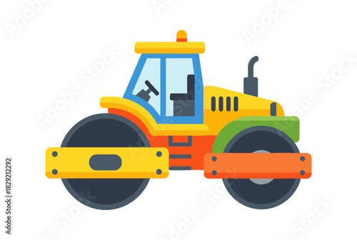 Flat vector tandem road roller