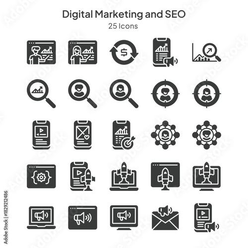 icons collection about digital marketing and seo