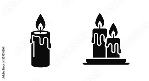 Black and White Candle Vector for Ceremony or Decoration