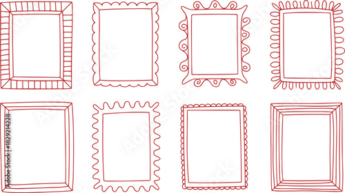 Decorative lavender frame set vector – elegant wavy border outline in pastel purple for photo, invitation, label, scrapbook, or graphic design