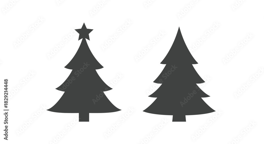 Obraz premium Simple Christmas Tree Silhouette Icon Set