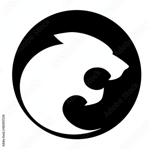 A sleek white panther emblem inside a black circle, designed with sharp shapes that highlight power and elegance.