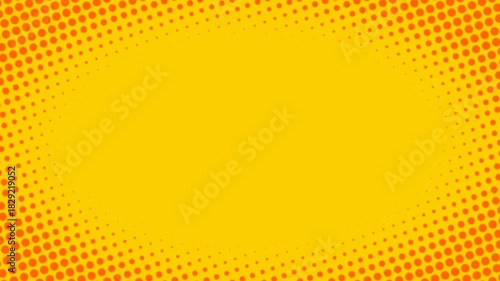 Abstract vignette frame background animation with orange and yellow halftone dots