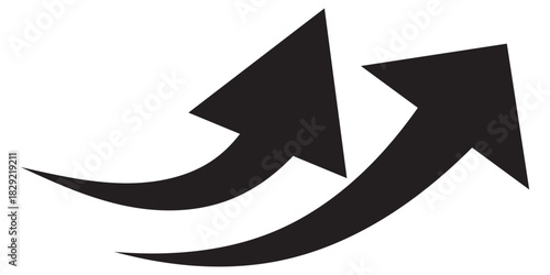 Long arrows icon. Long curved hand drawn arrow. upward arrow curve for progress, growth, and success in business and finance. Set of long curve arrow icon vector . curve arrow icon set.