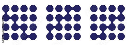 Diagonal metaball connected circles shape. Abstract nerve cell dots or computer nano net . eps 10